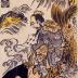 Kinkō (子英), the Taoist Immortal, riding on a red carp from the series <i>Illustrated Stories of the Taoist Immortals</i> (<i>Ressen gachū</i> - 例僊画註)